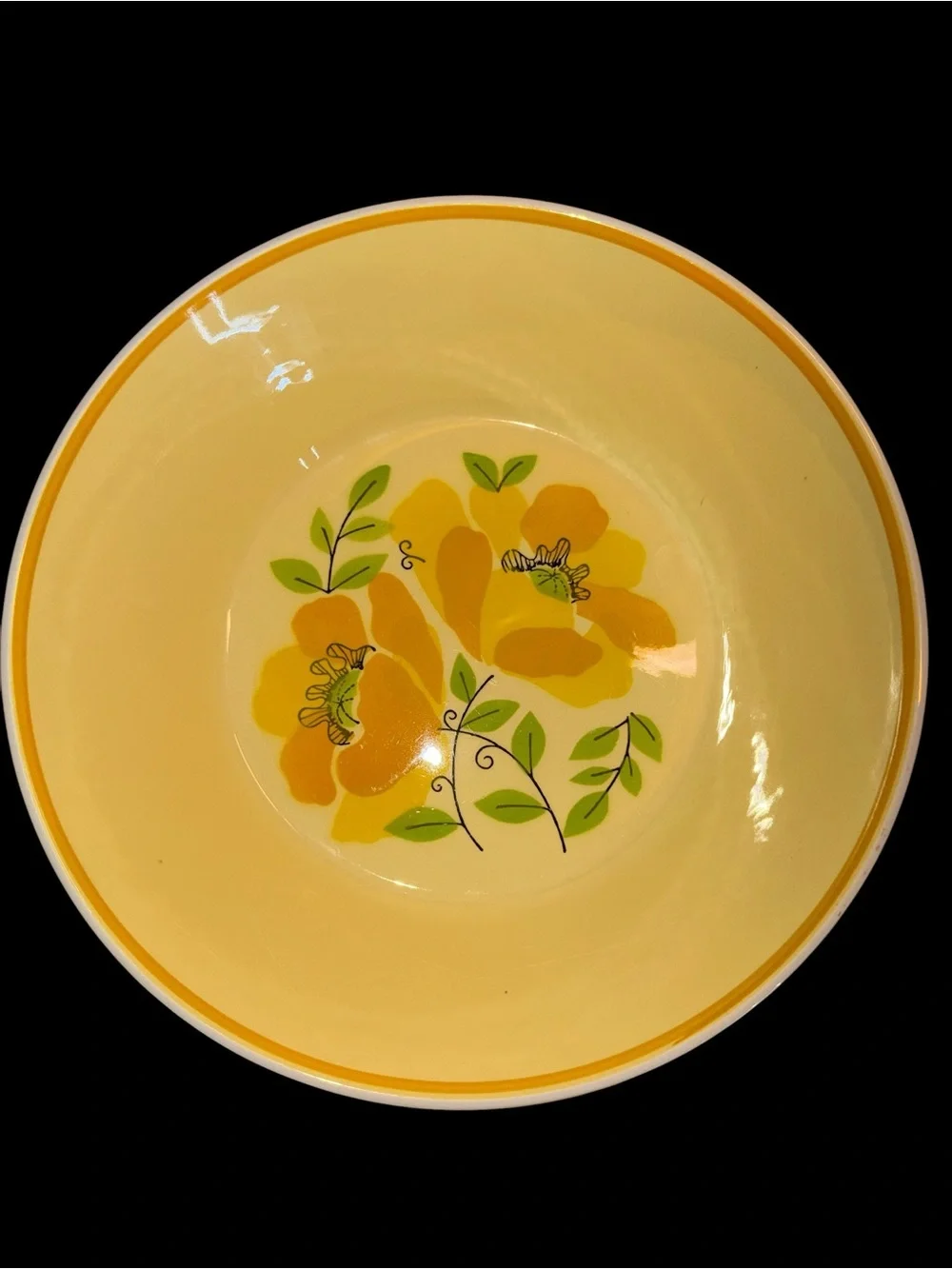 Vintage Mikasa Colormates Hilo C4302 9” Serving Bowl Yellow Floral 1970s